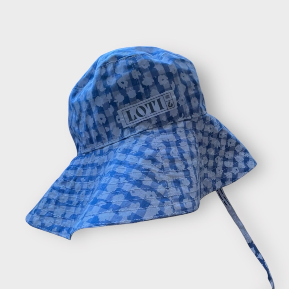 LOTI Lima Peru Blue Gingham Floral Bucket Hat